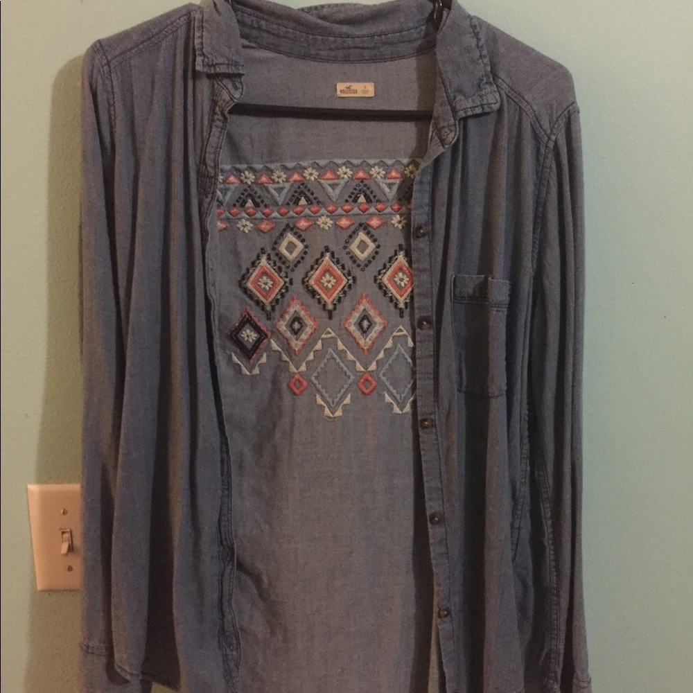 Hollister Aztec Print Jean Shirt